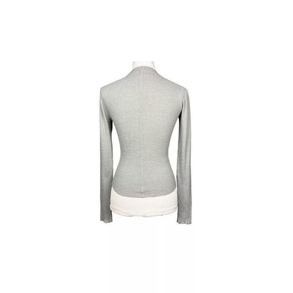 Free People Top Women Sz M One of the Girls Henley Waffle Knit Shirt Gray - Picture 8 of 15